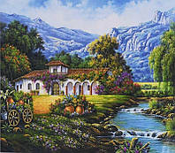 Картина по номерам TK Group Дом в горах 30х40см, на подрамнике с красками, кистями, 31534