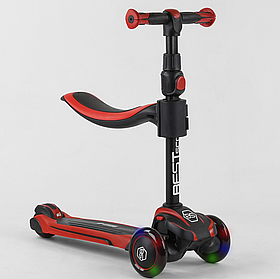 Самокат-велобіг 2в1 Best Scooter JS колеса, що світяться, Червоний 10711