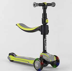 Самокат-велобіг 2в1 Best Scooter JS колеса, що світяться, Салатовий 20815