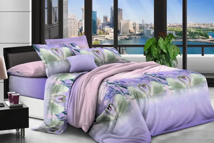 Постільний комплект двоспальний 180*220 Бязь Економ бавовна, поліестер (20100) Сучасна постільна білизна, фото 1