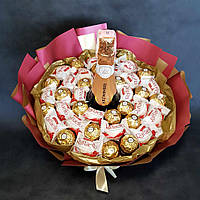 Букет з цукерок Raffaello і Ferrero Rocher солодкий подарунок з безалкогольним шаманським