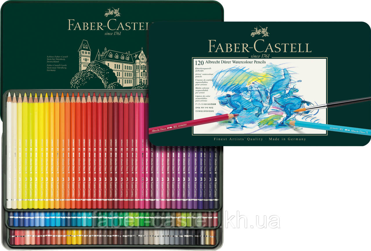 Набір акварельних олівців Faber-Castell Albrecht Dürer 120 кольорів в металевій коробці, 117511