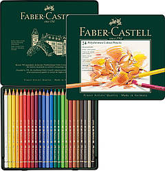 Олівці кольорові художні Faber-Castell POLYCHROMOS 24 кольора, в металевій коробці, 110024