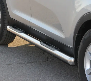Пороги труби d60 з накладками кінцевик круглий\скош нерж Mitsubishi L200 1996-2006