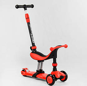 Триколісний самокат 3в1 Best Scooter, колеса, що світяться PU з батьківською ручкою, Червоний BS-71899