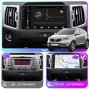 Штатна магнітола Lesko для Kia Sportage III Рестайлінг 2014-2016 екран 9" 4/64Gb/4G/ Wi-Fi/CarPlay Premium, фото 4