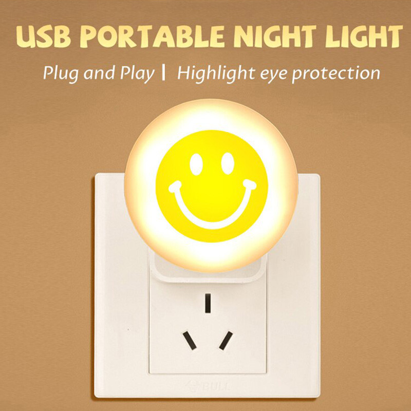 USB LED лампочка нічник смайлик в упаковці