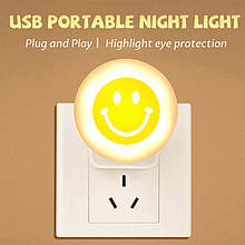 USB LED лампочка нічник смайлик в упаковці