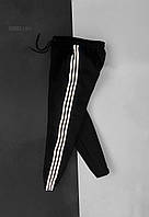 Спортивные штаны мужские теплые на флисе с рефлективными полосками зимние черные