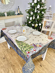 Скатертина новорічна гобеленова тканинна Limaso Лімасо ялинка 137 х 280 см святкова різдвяна