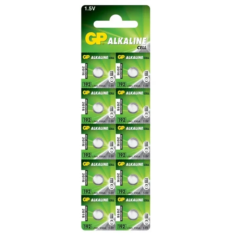 Батарейка GP дискова Alkaline Button Cell 1.5V 192-U10, AG3 LR41