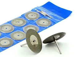 Набір з 10 відрізних алмазних дисків 30 мм для гравера, дриля +2 тримача