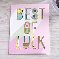 Мини открытка с тиснением "Best of luck" 8,5х12,5 см