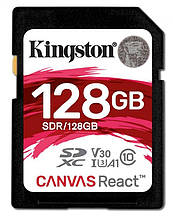 Картка пам'яті SDXC 128 GB UHS-I/U3 Class 10 Kingston Canvas React R100/W80MB/s (SDR/128GB)