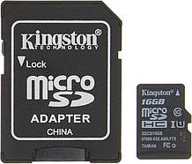 Картка пам'яті MicroSDHC 16 GB UHS-I Class 10 Kingston Canvas Select + SD-адаптер (SDCS/16GB)