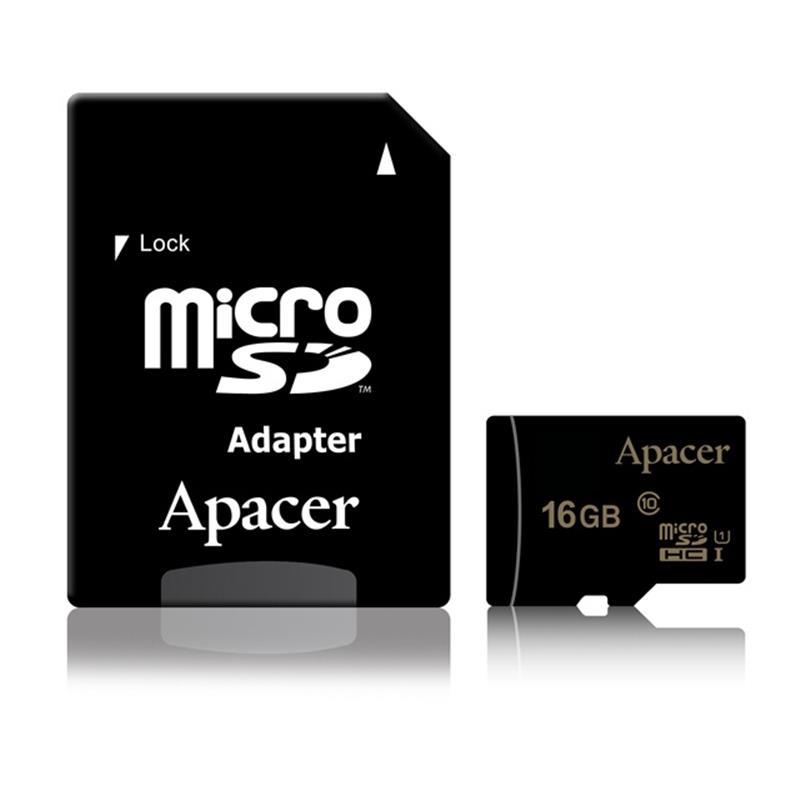 Картка пам'яті MicroSDHC 16 GB UHS-I Class 10 Apacer + SD adapter (AP16GMCSH10U1-R)
