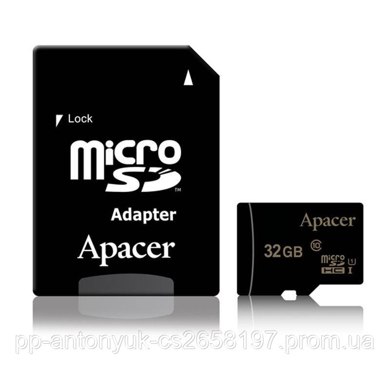 Картка пам'яті MicroSDHC 32 GB UHS-I Class 10 Apacer + SD adapter (AP32GMCSH10U1-R)