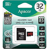 Картка пам'яті MicroSDHC 32 GB UHS-I Class 10 Apacer + SD adapter (AP32GMCSH10U5-R), фото 3