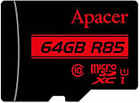 Картка пам'яті MicroSDHXC 64 GB UHS-I Class 10 Apacer + SD adapter (AP64GMCSX10U5-R), фото 2