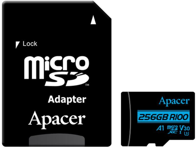 Картка пам'яті MicroSDXC 256 GB UHS-I/U3 Class 10 Apacer (AP256GMCSX10U7-R) + SD-адаптер