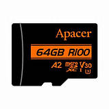 Картка пам'яті MicroSDXC 64 GB UHS-I/U3 Class 10 Apacer (AP64GMCSX10U8-R) + SD-адаптер, фото 2