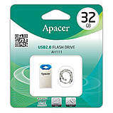 Флеш-накопичувач USB 32GB Apacer AH111 Silver/Blue (AP32GAH111U-1), фото 4