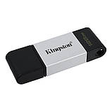 Флеш-накопичувач USB3.2 128GB Type-C Kingston DataTraveler 80 Grey/Black (DT80/128GB), фото 2