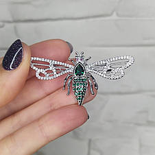 Брошка зелений метелик, комаха, бабка, муха ювелірна біжутерія, фото 2