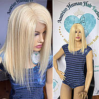 Натуральный парик с имитацией кожи славянские детские некрашеные волосы блонд.Натуральна перука блондинка Люкс