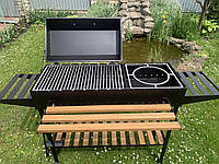 Мангал-барбекю 5 мм посилений на 13 шампурів з підставкою під казан та решіткою-гриль