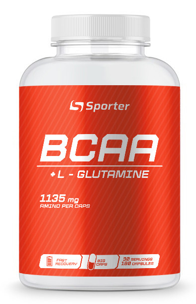 Амінокислота Sporter BCAA + L- glutamine - 180 капс, фото 1