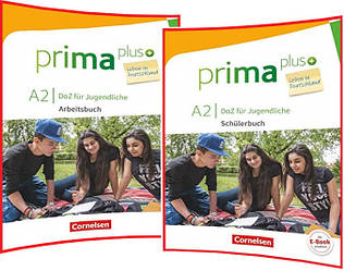 Prima plus A2. Schülerbuch+Arbeitsbuch. Комплект книг з німецької мови. Підручник+Зошит. Cornelsen