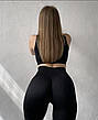 Лосини з ефектом пуш-ап рубчик L/XL, Чорний з моделюючим швом ззаду, фото 6