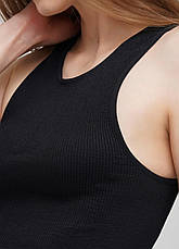 Спортивний жіночий топ в рубчик S/M, Чорний, фото 5