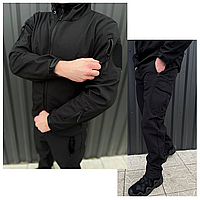 Тактический костюм Черный Soft Shell Black (Размер 48 - 56р) для ЗСУ Форма Софт-шелл куртка и штаны