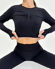 Рашгард з вирізом під палець M, Чорний (топ з довгим рукавом), фото 5