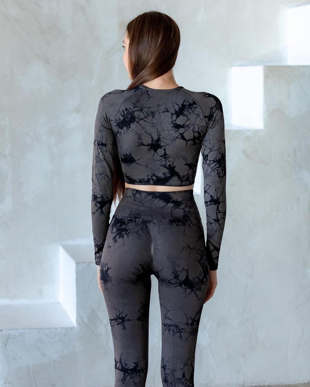 Комплект двійка: лосини з ефектом пуш-ап та рашгард з вирізом під палець M, Тай-Дай Чорний