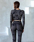 Комплект двійка: лосини з ефектом пуш-ап та рашгард з вирізом під палець M, Тай-Дай Чорний