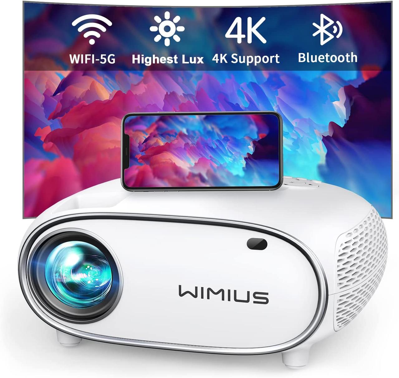 Проектор WiMiUS 4K з Wi-Fi і Bluetooth 5.2, WiMiUS 2023 Upgrade P60 + 80% вихідних люменів 1080P