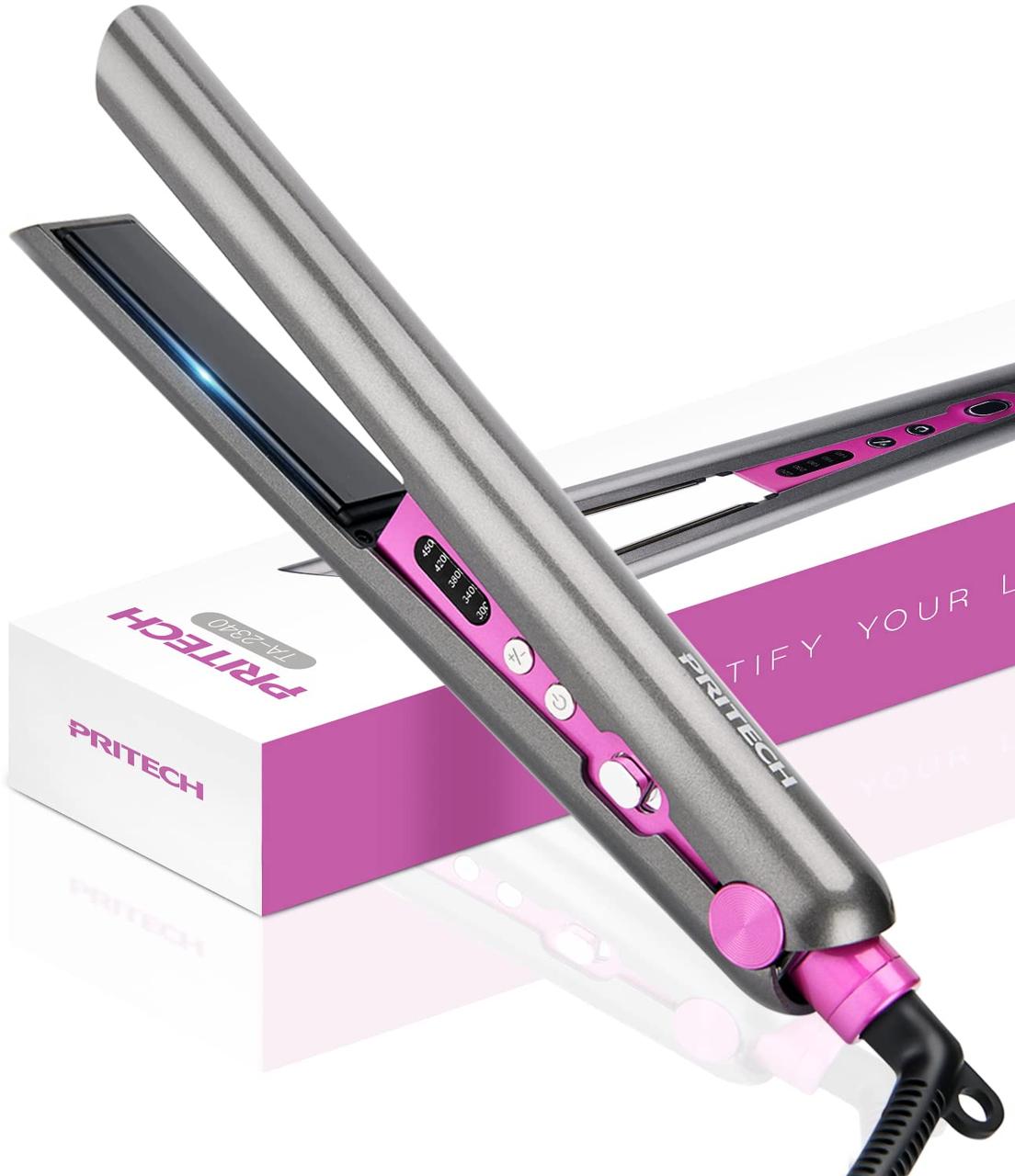 Випрямляч для волосся та бігуді PRITECH Flat Iron 2 в 1, подвійна напруга та щипці для завивки в одному, дорожня праска