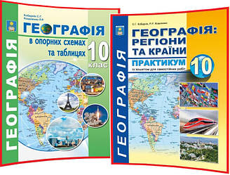 10 клас. Географія. Практикум+Опорні схеми та схематичні малюнки. Кобернік. Абетка