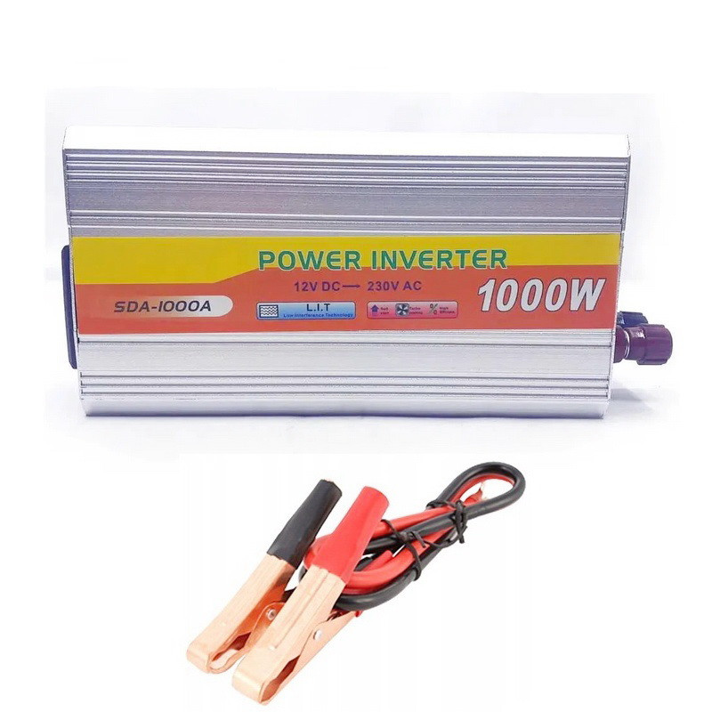 Інвертор на 1000W — Перетворювач напруги з 12 V на 220 V універсальний SDA-1000A Silver