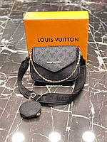 Сумка черная женская Louis Vuitton 2в1 Клатч Сумка Луи Витон Кросс-боди
