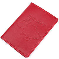 Яркая кожаная обложка на паспорт Карта GRANDE PELLE красная