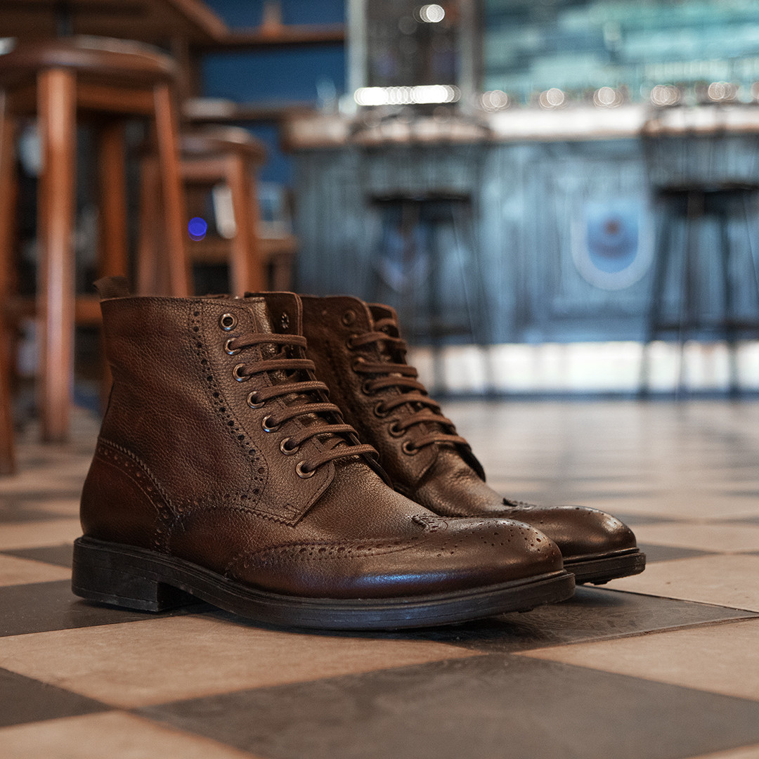 Чоловічі черевики броги на байці, коричневого кольору 40 - 43 розмір