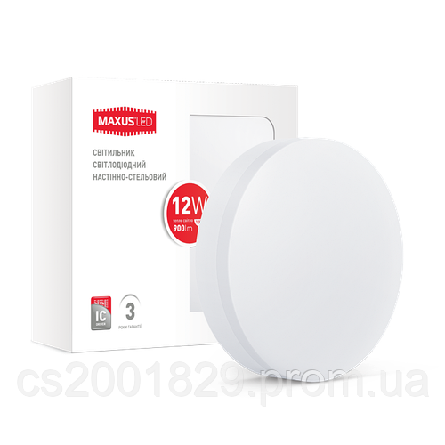 Светильник MAXUS LED настенно-потолочный 12W мягкий свет (1-LCL-001-07 ...