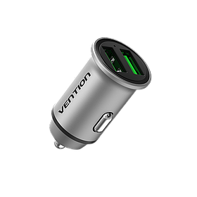 Автомобільний зарядний пристрій Vention Dual USB QC3.0 18 Вт з алюмінієвого сплаву Сріблястий FFAH0