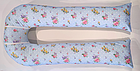 Наволочка на подушку для беременных и кормящих U-340 расцветка "Цветы с горошком на голубом фоне"