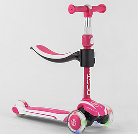 Самокат-велобіг 2в1 Best Scooter JS колеса, що світяться, Рожевий 41008