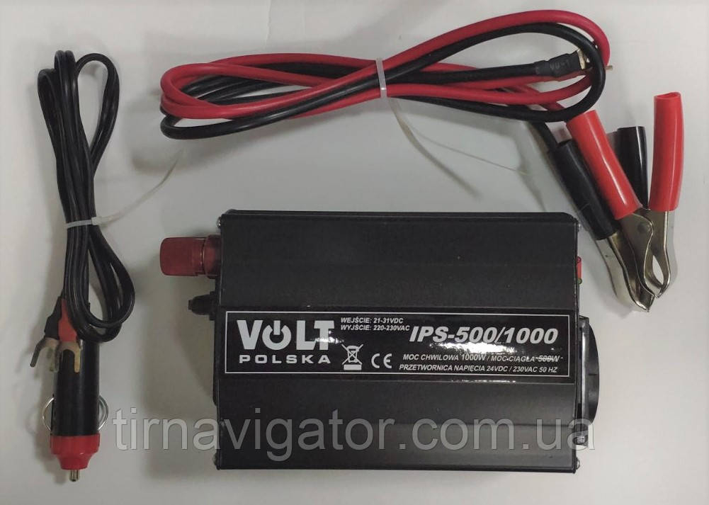 Інвертор напруги автомобільний Volt Polska 24V/220V IPS500/1000 (500/1000W max)